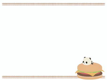 ハンバーガー_パンダ ハンバーガー,パンダ,動物,かわいい,ファストフード,フレームのイラスト素材