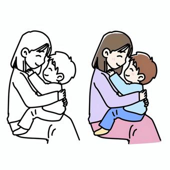 仲良し親子 仲良し親子 親子,スキンシップ,男の子,仲良し,子ども,抱っこのイラスト素材