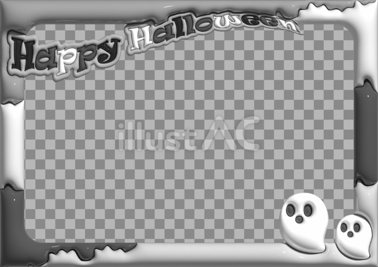 ハロウィンのぷっくりフレーム５ ハロウィン,おばけ,フレームのイラスト素材