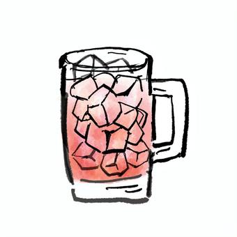 イチゴサワー　ジョッキ イチゴサワー,ジョッキ,筆,乾杯,アルコール,手書き,サワー,ドリンク,飲み放題,飲み会のイラスト素材