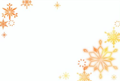 雪の結晶フレーム　オレンジの装飾囲み素材 雪の結晶,フレーム,枠,冬,雪,飾り枠,囲み,装飾,クリスマス,飾り罫のイラスト素材