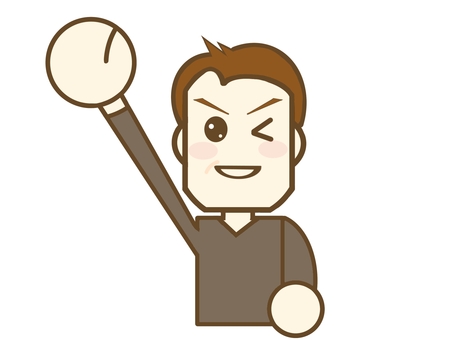 Middle-aged man doing a fist pump, guts pose, male, middle aged, JPG and PNG