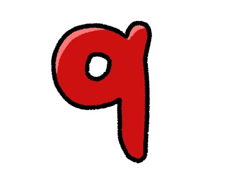 アルファベット　q q,アルファベット,文字,小文字,英語,赤,シンプル,挿絵,素材,ゆるいのイラスト素材
