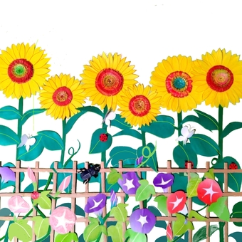 Illustration, летом, подсолнух, утренняя слава, 
