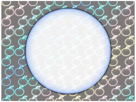 梨のフレ−ム　ネオン 梨,フレーム,ポストカード,メッセージカード,ネオン,グラデーション,パステルカラー,グレー,秋,円のイラスト素材