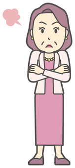  お金持ちマダム-105-全身 怒る,おばさん,中年,女性,富裕層,マダム,裕福,お金持ち,ミセス,おばちゃんのイラスト素材