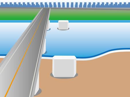 橋梁下部工事 川,工事,風景,下部,橋,道路のイラスト素材