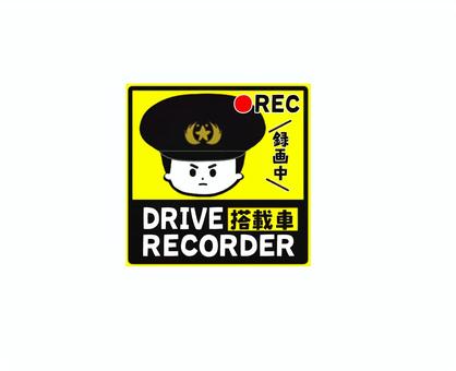ポリスドラレコステッカー ドライブレコーダー,ステッカー,警察官,防犯,対策,ドラレコ,車,car,警告,あおりのイラスト素材