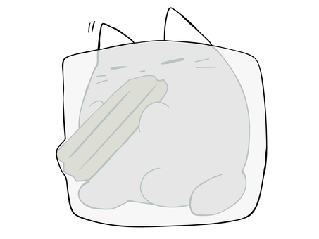ポケットの中には 隠れ食い ねこ ２ ねこ,白猫,ポケット,牙,かくれんぼ,盗み食い,食事,主線あり,イメージ,動物のイラスト素材
