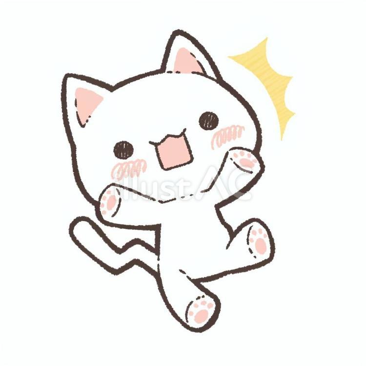 びっくりしろねこちゃんイラスト - No: 24922431｜無料イラスト