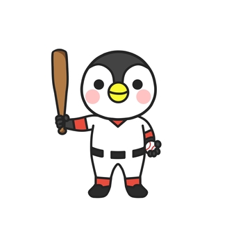 野球のユニフォームを着た動物　ペンギン
