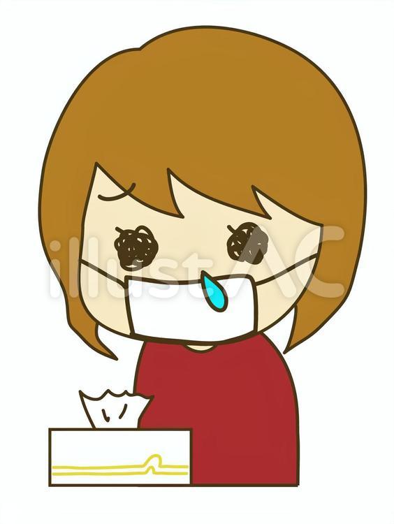 花粉症の女性 花粉症,アレルギー,アレルギー性鼻炎のイラスト素材