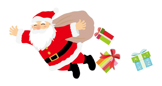 空飛ぶサンタクロース2 サンタクロース,おじいさん,クリスマスのイラスト素材