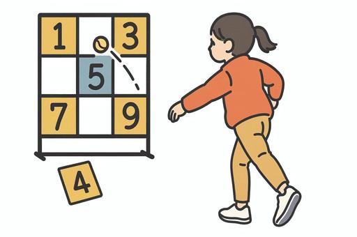 ストラックアウトを楽しむ ストラックアウトを楽しむ ストラックアウト,スポーツ,レクリエーション,ニュースポーツ,的当て,ボール遊び,運動,体験,挑戦,集中のイラスト素材