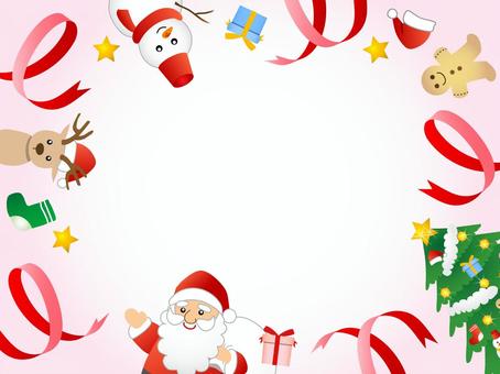 クリスマスの背景、フレーム45 クリスマス,サンタクロース,チラシ,フレーム,リボン,クリスマスツリー,トナカイ,雪だるま,オーナメント,背景のイラスト素材