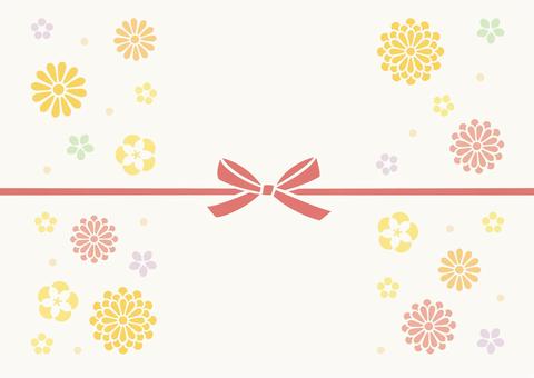 秋の敬老の日、和風の花と蝶結びの水引02 秋,敬老の日,背景,和柄,祝,花,水引,蝶結び,リボン,和風のイラスト素材