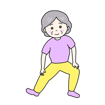 ストレッチする高齢女性 女性,人物,高齢,おばあさん,運動,ストレッチ,屈伸のイラスト素材