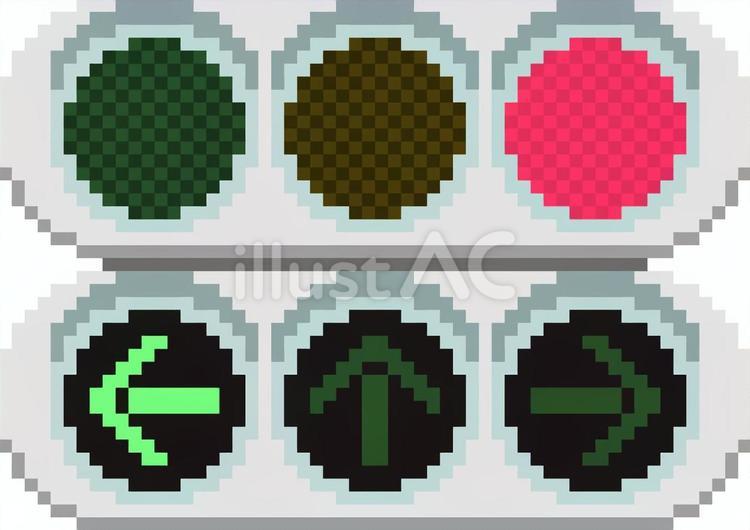 ドット絵の信号機の左折です。 ドット絵,信号機,シンプルのイラスト素材