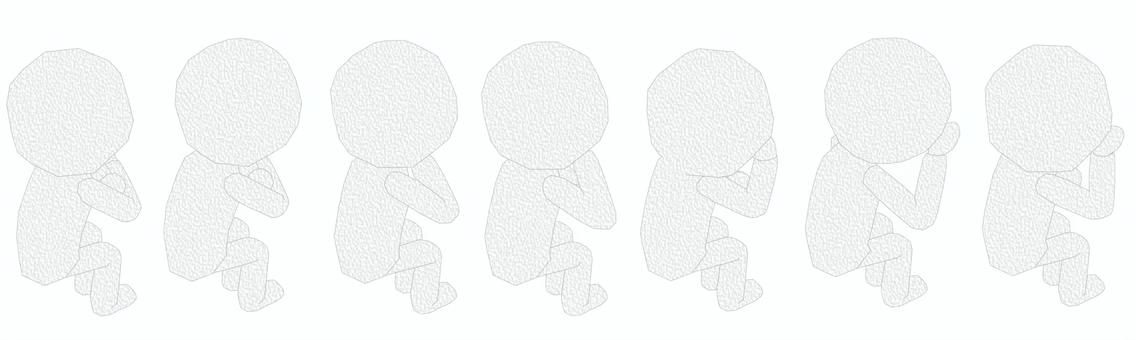 棒人間　ペパクラ風　座って色々な頬杖  頬杖,座る,楽しみ,わくわく,待つ,想像,妄想,くつろぐ,リフレッシュ,待ち遠しいのイラスト素材