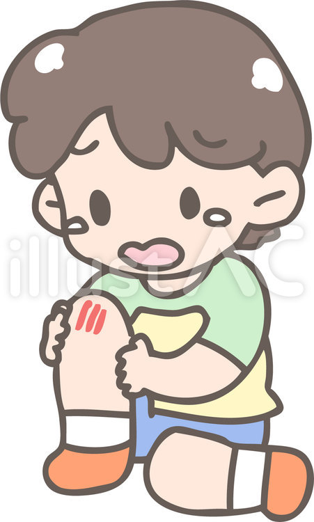 ケガ(男の子) 怪我,転倒,擦り傷のイラスト素材