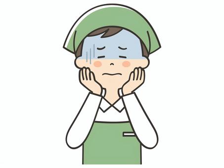 ショックを受ける男性店員 困る,不安,悩む,落ち込む,不調,ガーン,ショック,緊張,失敗,男のイラスト素材