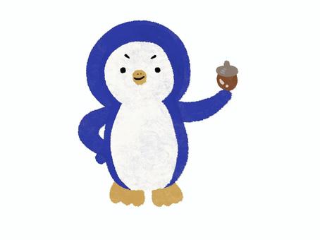 ドングリを持ったペンギン(青) ドングリを持ったペンギン(青) どんぐり,ペンギン,手書き,手描き,素材,挿し絵,イラスト,かわいい,ゆるいのイラスト素材