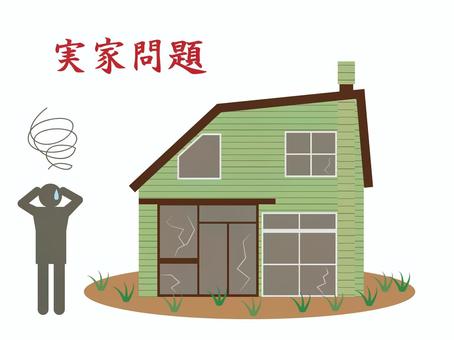 空き家の実家２ 実家,問題,空き家,メンテナンス,相続,売却,草,土地,家,二階建てのイラスト素材
