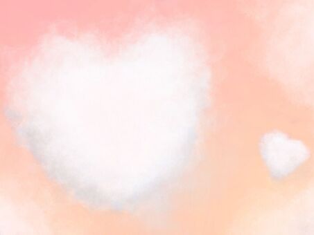 夕方の空とハート型の雲 夕焼け,雲,ハート,空,オレンジ,ピンク,ぼかし,グラデーション,グレー,かわいいのイラスト素材