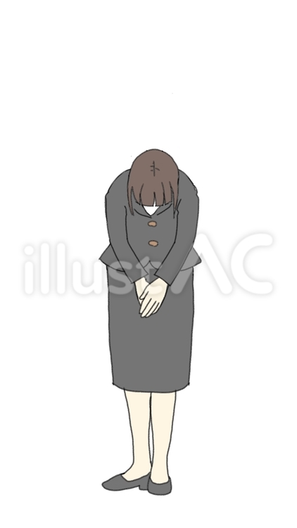 深くお辞儀をしているグレーのスーツの女性 お辞儀,女性,挨拶のイラスト素材