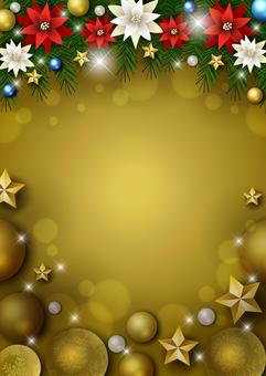 Christmas25146 ポインセチア,星,雪,結晶,キラキラ,オーナメント,クリスマス,スター,玉,ボールのイラスト素材