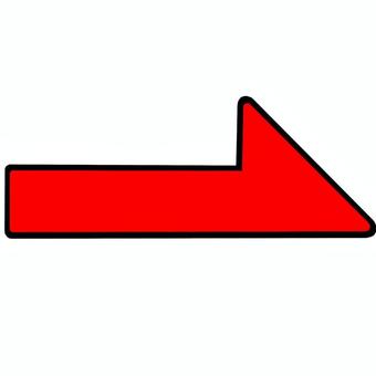 矢印　右向き　赤　半分　黒フチ 矢印,右向き,赤,縁あり,黒縁,半分,方向,地図,強調,シンプルのイラスト素材