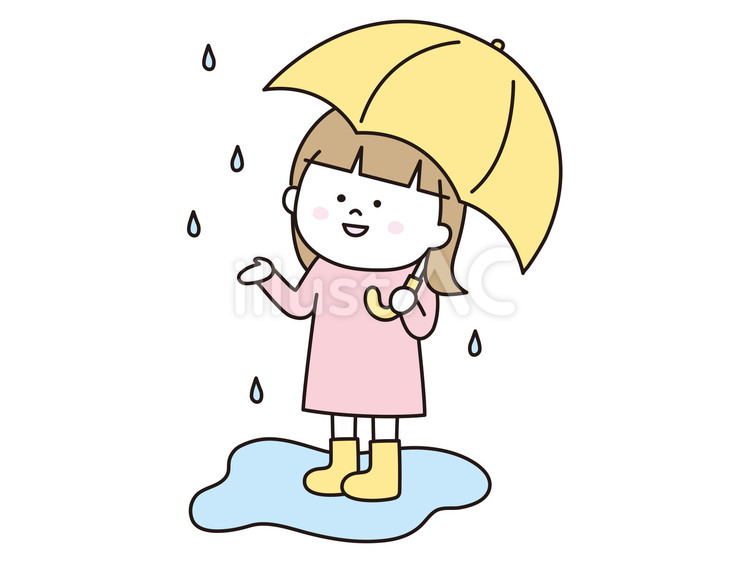 雨の日に傘をさす女の子　子ども 雨,傘,梅雨のイラスト素材