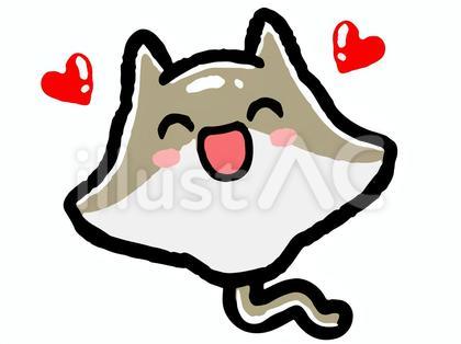 かわいい笑顔のエイの落書き風イラスト素材
