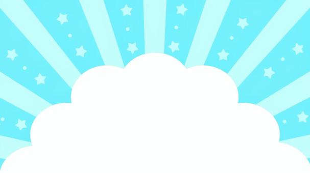 爽やかブルーのサンバーストと星 背景 集中線,サンバースト,背景,星,丸,キュート,かわいい,ポップ,爽やか,夏のイラスト素材