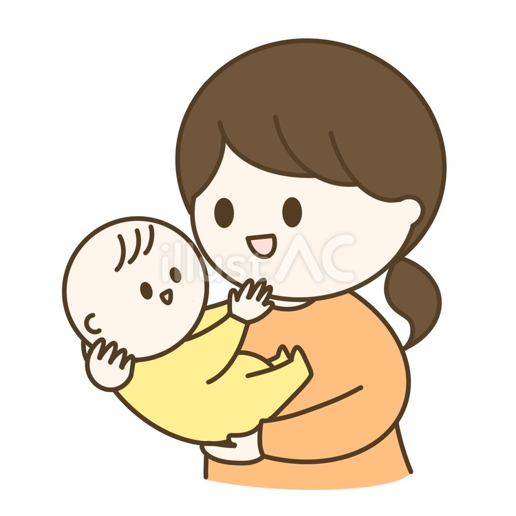 抱っこをされてる赤ちゃんとお母さん 笑顔,子育て,楽しいのイラスト素材