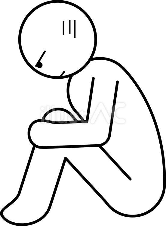 体操座り落ち込む 体操座り,落ち込む,鬱のイラスト素材