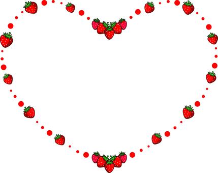 いちごのハートフレーム 苺,いちご,かわいい,ハート,フレーム,イラスト,赤,cute,strawberry,redのイラスト素材