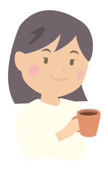 マグカップを持つ女性 女性,マグカップ,カフェ,一休み,一杯,コーヒー,ホットドリンク,休憩,笑顔のイラスト素材