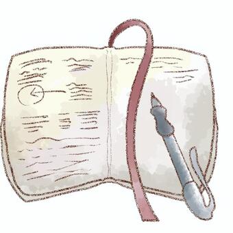 ジャーナリング ノート,手帳,ペン,しおり,ジャーナリング,記録,水彩,鉛筆のイラスト素材