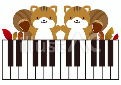 1イラスト(ピアノ・24鍵盤・リス)