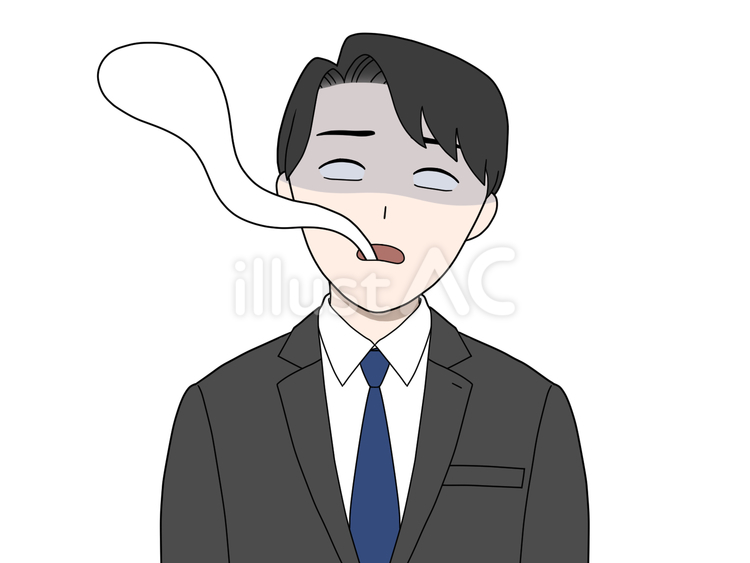 魂が抜けたスーツの男性 真っ青,絶望,チーンのイラスト素材