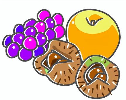 Illustration, grape, pear, chestnut, JPG and PNG