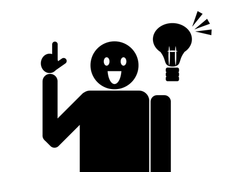 ひらめき ひらめき,人,気づく,アイデア,電球,人差し指,シルエット,思いつくのイラスト素材