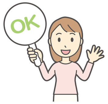  ロングヘア女性-172-バスト ok,女性,女の子,人物,かわいい,正解,クイズ,オッケー,札,答えるのイラスト素材