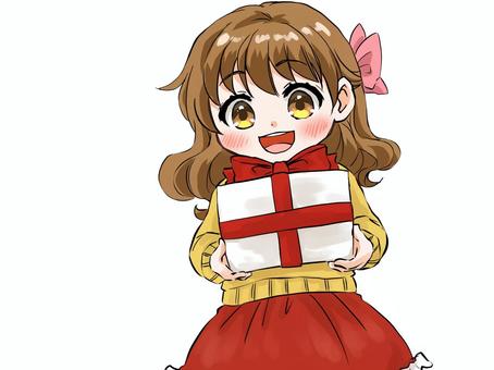 笑顔の女の子とプレゼント