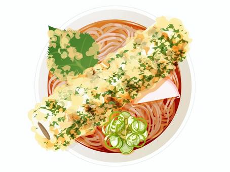 ちくわの磯辺揚げそば2 そば,磯辺揚げ,ちくわ,麺類,料理,食べ物,和食,ネギ,かまぼこ,大葉のイラスト素材