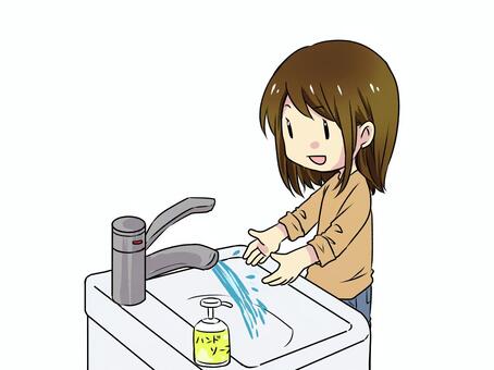 Illustration, hand wash, female, hand soap, 