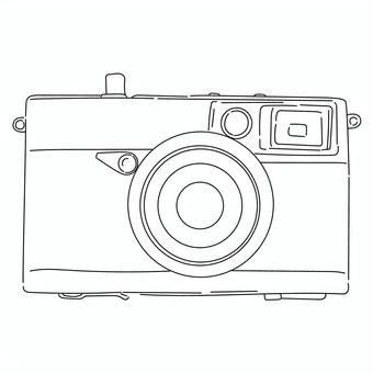 レンジファインダーカメラのレトロイラスト カメラ,レンジファインダー,線画,フィルムカメラ,クラシックカメラ,白黒,モノクロ,レトロ,グラフィック,ビンテージのイラスト素材
