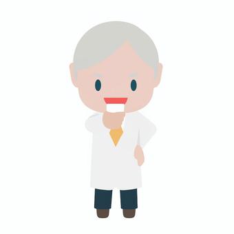 スマホを見て自信に満ちた博士 博士,研究者,スマホ,自信,笑顔,成功,発見,白衣,科学者,科学のイラスト素材