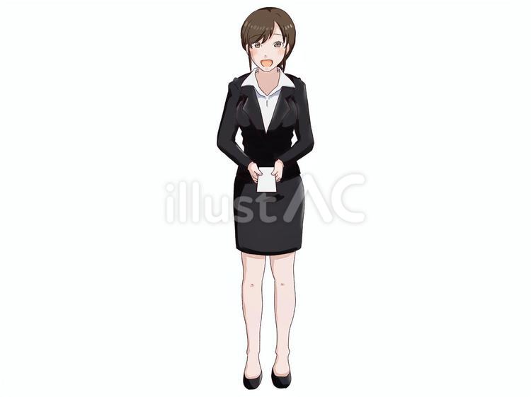 若い女性の会社員が名刺を渡す 女性,会社員,名刺のイラスト素材